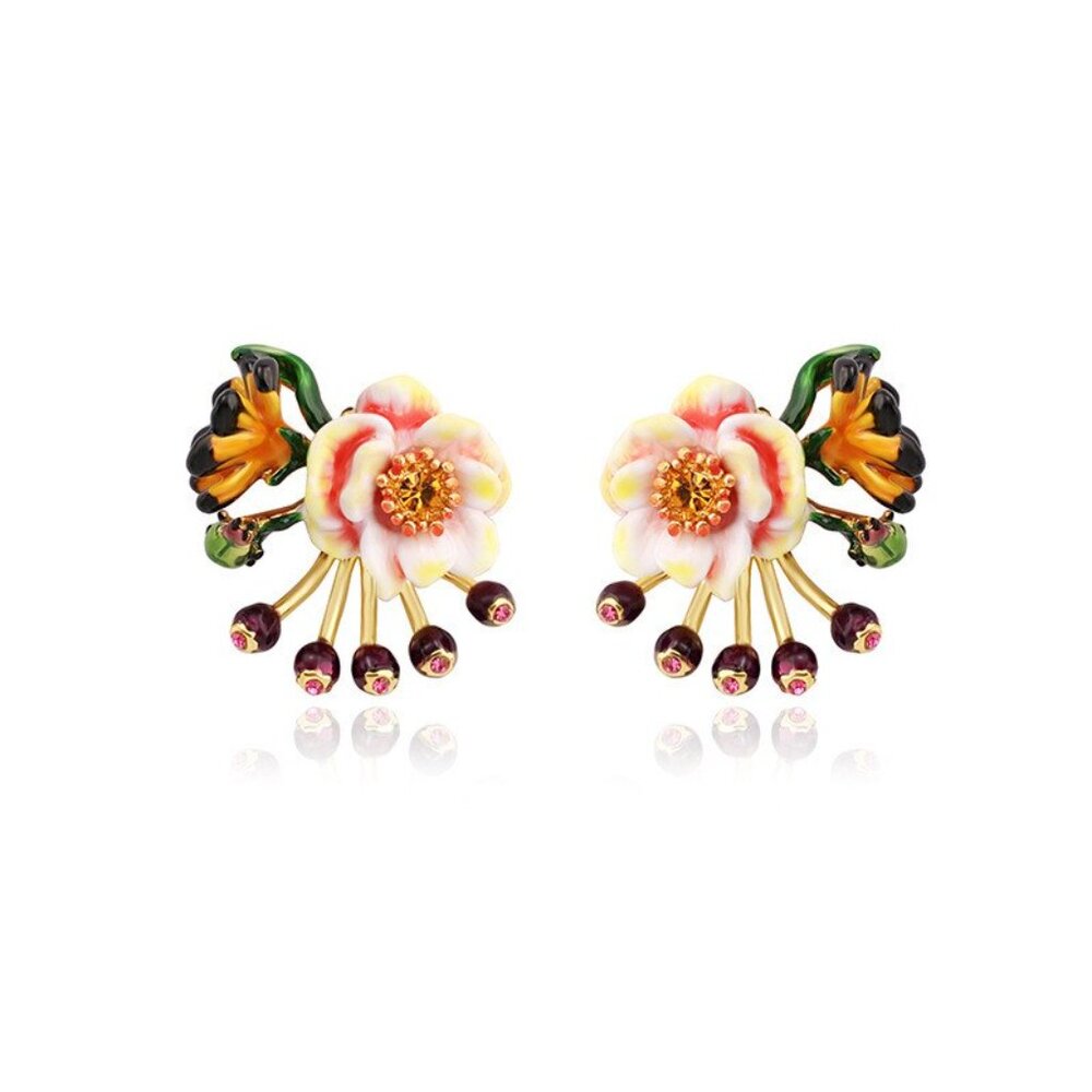 Les Nereides Hiver À Giverny Flower Bud Clasp Stud Earrings